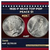 1925-p Peace Dollar Near Top Pop $1 ms67 SEGS