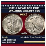 1937-p Walking Liberty Half Dollar Near Top Pop 50