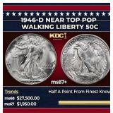 1946-d Walking Liberty Half Dollar Near Top Pop 50