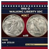 1916-d Walking Liberty Half Dollar 50c Grades Choi