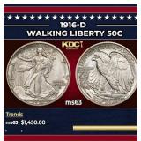 1916-d Walking Liberty Half Dollar 50c Select Unc