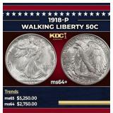 1918-p Walking Liberty Half Dollar 50c ms64+ SEGS