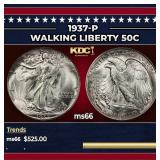 1937-p Walking Liberty Half Dollar 50c Grades GEM+