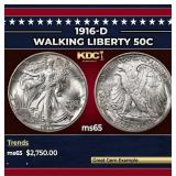 1916-d Walking Liberty Half Dollar 50c ms65 SEGS