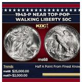 1943-p Walking Liberty Half Dollar Near Top Pop 50