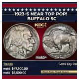 1923-s Buffalo Nickel Near Top Pop! 5c ms65+ SEGS