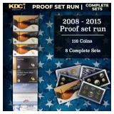 2008-2015 Proof Set Run 116 Coins 8 Complete Sets