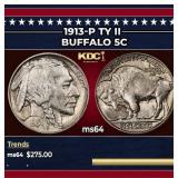 1913-p Ty II Buffalo Nickel 5c Grades Choice Unc