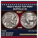 1923-s Buffalo Nickel Near Top Pop! 5c ms66 SEGS
