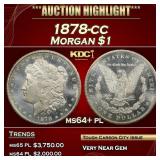 1878-cc Morgan Dollar $1 ms64+ pl SEGS