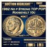 1982 No p Strong Roosevelt Dime TOP POP! 10c ms67+