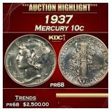 1937 Proof Mercury Dime 10c pr68 SEGS
