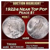 1922-s Peace Dollar Near Top Pop $1 ms66 SEGS