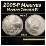2005-P Marines Modern Commem Dollar $1 ms70 SEGS