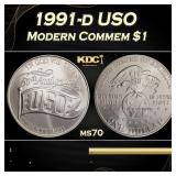 1991-d USO Modern Commem Dollar $1 ms70 SEGS