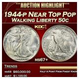 1944-p Walking Liberty Half Dollar Near Top Pop 50