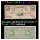 1886 $10 Red Seal Silver Certificate "Tombstone" F