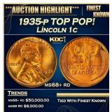1935-p Lincoln Cent TOP POP! 1c ms68+ rd SEGS