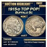 1915-d Buffalo Nickel TOP POP! 5c ms67 SEGS