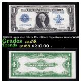 1923 $1 large size Silver Certificate Grades au58