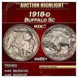 1918-d Buffalo Nickel 5c ms65+ SEGS