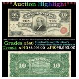 1886 $10 Red Seal Silver Certificate "Tombstone" F