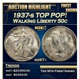1937-s Walking Liberty Half Dollar TOP POP! 50c ms