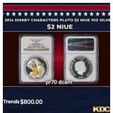 NGC 2014 Disney Characters Pluto $2 Niue 1oz Silve