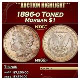 1896-o Morgan Dollar Toned $1 ms62+ USCG