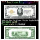 1928 $20 Gold Certificate FR-2402 Woods/Mellon Gra
