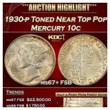 1930-p Mercury Dime Toned Near Top Pop! 10c ms67+