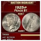 1925-p Peace Dollar $1 ms66+ SEGS