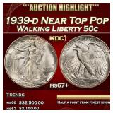 1939-d Walking Liberty Half Dollar Near Top Pop 50