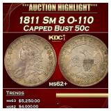 1811 Sm 8 O-110 Capped Bust Half Dollar 50c ms62+