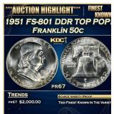 1951 Proof Franklin Half Dollar FS-801 DDR TOP POP