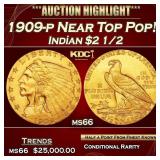 1909-p Gold Indian Quarter Eagle Near Top Pop! $2