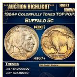 1924-p Buffalo Nickel Colorfully Toned TOP POP! 5c