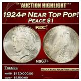 1924-p Peace Dollar Near Top Pop! $1 ms67+ SEGS