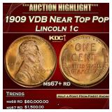 1909 VDB Lincoln Cent Near Top Pop! 1c ms67+ rd SE