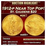 1912-p Gold St. Gaudens Double Eagle Near Top Pop!