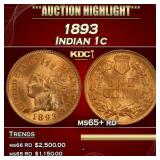1893 Indian Cent 1c ms65+ rd SEGS