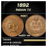 1892 Indian Cent 1c Grades ms65+ bn