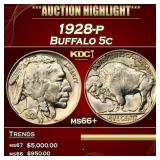 1928-p Buffalo Nickel 5c ms66+ SEGS