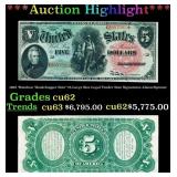 1869 $5 Large Size Legal Tender Note "Rainbow Wood