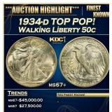 1934-d Walking Liberty Half Dollar TOP POP! 50c ms