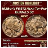 1938-d/s FS-512 Buffalo Nickel Near Top Pop! 5c ms