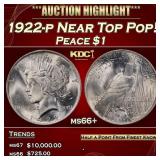 1922-p Peace Dollar Near Top Pop! $1 ms66+ SEGS