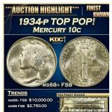 1934-p Mercury Dime TOP POP! 10c ms68+ FSB SEGS