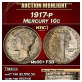 1917-p Mercury Dime 10c ms66+ FSB SEGS