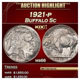 1921-p Buffalo Nickel 5c ms66 SEGS